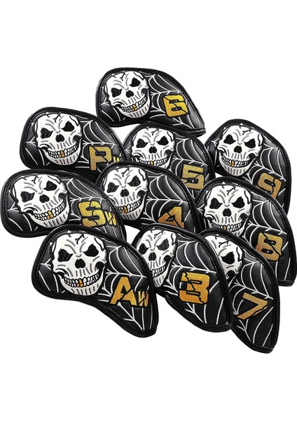 10PC Golf Demir Head -Incovers Kafatası Deseni Su Geçirmez Kulüp Kapakları 16X16X9CM (Yurt Dışından) fiyatları