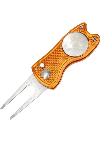 Golf Divot Onarım Aracı Katlanabilir Düğme Paslanmaz Çelik Switchblade Turuncu (Yurt Dışından)