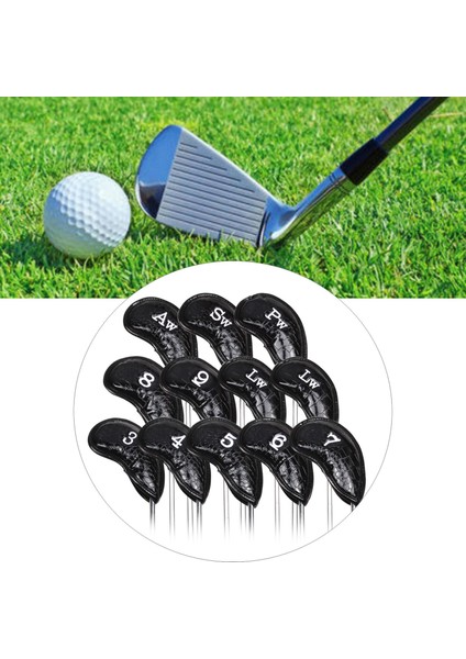 12X Pu Golf Demir Kafa Kapağı Golf Headkovers Golf Kulübü Baş Koruyucu Siyah (Yurt Dışından) indirimleri