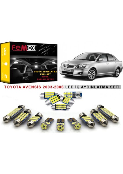 Toyota Avensis 2003-2006 LED Iç Aydınlatma Ampul Seti Femex Parlak Beyaz