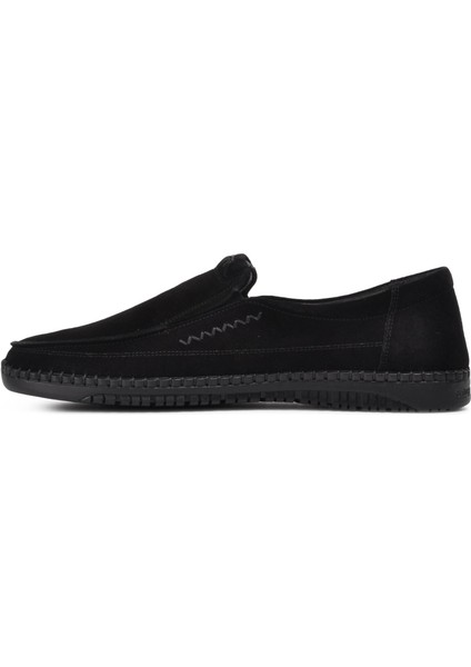 7771 Siyah Süet Erkek Slip On Ayakkabı