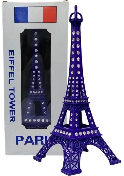 Metal Paris Eyfel Kulesi Mor Kristal Taşlı 25CM modelleri