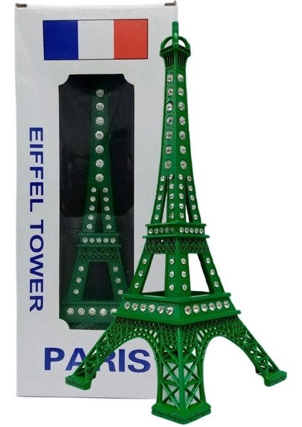 Metal Paris Eyfel Kulesi Yeşil Kristal Taşlı 25CM modelleri