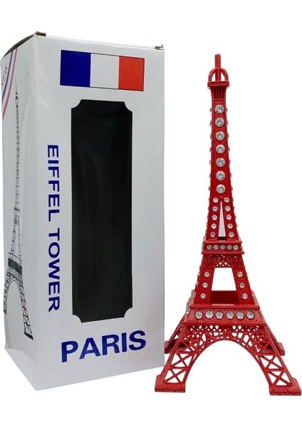 Metal Paris Eyfel Kulesi Kırmızı Kristal Taşlı 25CM fiyatları