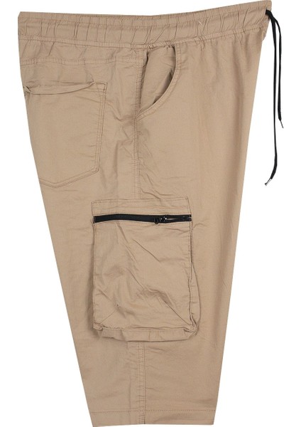 Kargo Cepli Büyük Beden Gabardin Şort Bej fırsatları