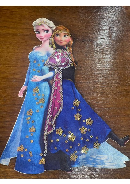 20X15 cm Pul Payetli Ikili Elsa Aplike Arma Dikiş Hobi Malzemesi Aksesuar