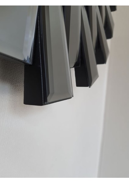 Güneş Twins Smoked Latin Black Model Gümüş Siyah Renk 70 Cm Dekoratif Aynalı Duvar Saati