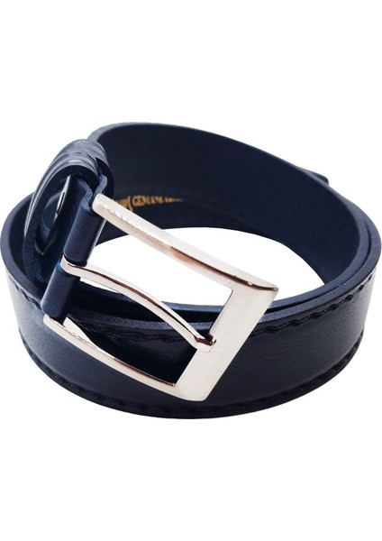 Klasik Lacivert Hakiki Deri, Dikiş Desenli, 3,8 cm Gümüş Tokalı, Erkek Deri Kemer fiyatları