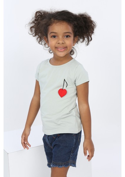 Toontoy Kız Bebek Göğsü Nota Nakışlı Yazı Baskılı Tişört modelleri