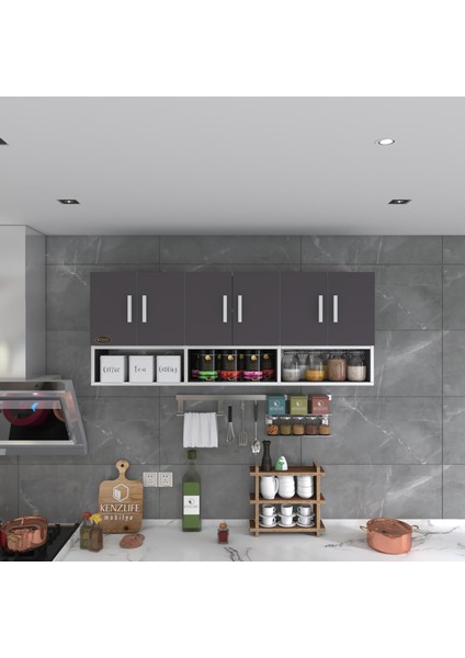 Kenzlife hazır mutfak liberato gri 060*150*32 mutfak banyo dolabı kapaklı raflı fırsatları