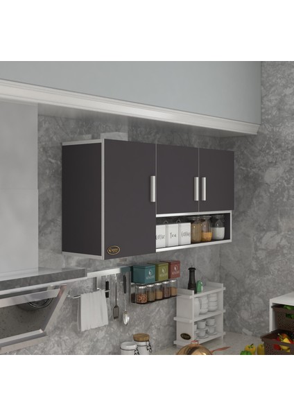Kenzlife hazır mutfak mirandus32 gri 060*120*32 mutfak banyo dolabı kapaklı raflı