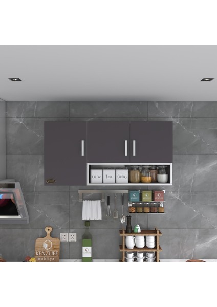 Kenzlife hazır mutfak mirandus32 gri 060*120*32 mutfak banyo dolabı kapaklı raflı fırsatları