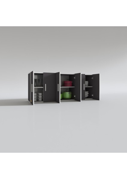 Kenzlife hazır mutfak nonus gri 060*150*32 mutfak banyo dolabı kapaklı raflı