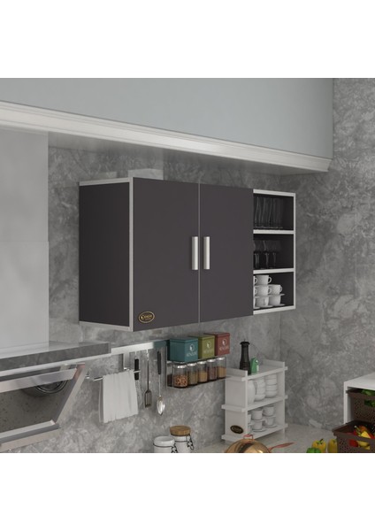 Kenzlife hazır mutfak fulvus22 gri 060*120*22 mutfak banyo dolabı kapaklı raflı