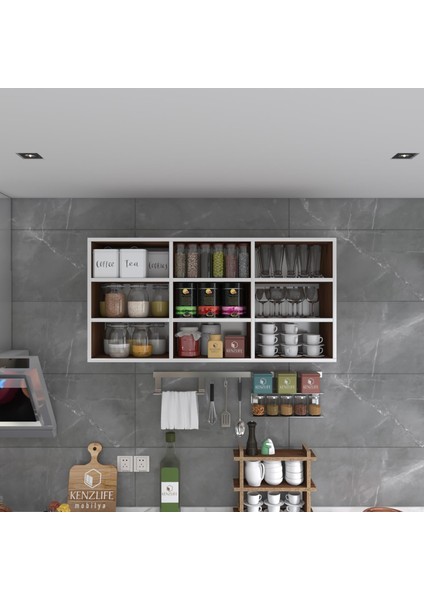 Kenzlife hazır mutfak hortus22 cvz 060*120*22 banyo dolabı raflı kapaksız arkalıklı