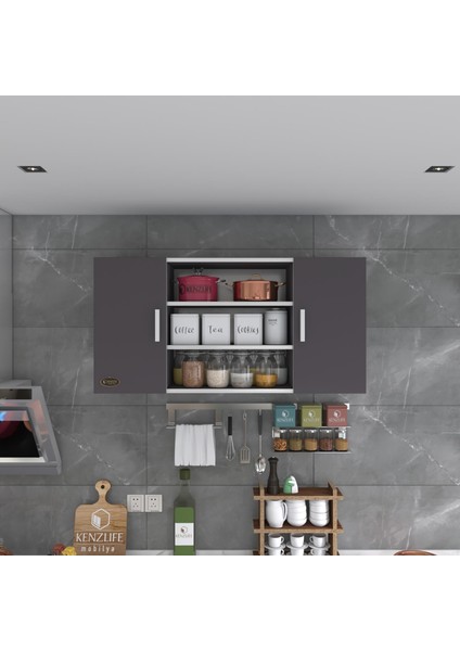 Kenzlife hazır mutfak honnor22 gri 060*120*22 mutfak banyo dolabı kapaklı raflı modelleri