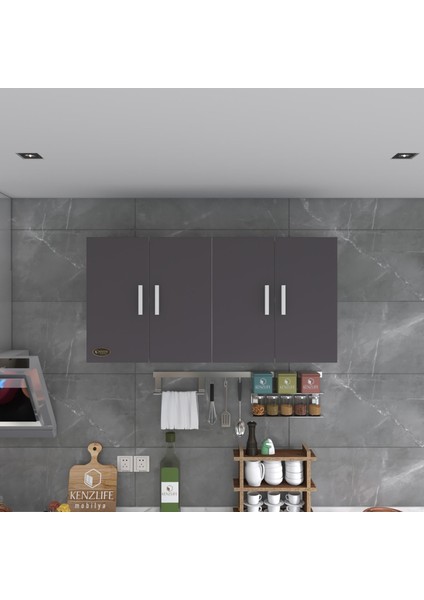 Kenzlife hazır mutfak merta gri 060*120*22 mutfak banyo dolabı kapaklı raflı
