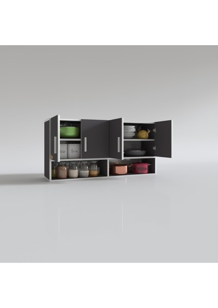 Kenzlife hazır mutfak vesper gri 060*120*22 mutfak banyo dolabı kapaklı raflı