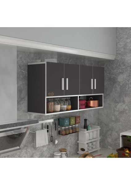 Kenzlife hazır mutfak vesper gri 060*120*32 mutfak banyo dolabı kapaklı raflı