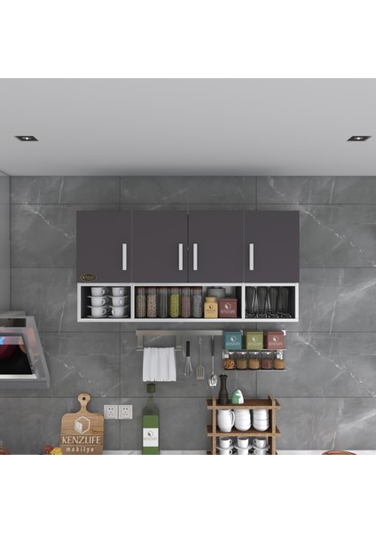 Kenzlife hazır mutfak severus gri 060*120*22 mutfak banyo dolabı kapaklı raflı