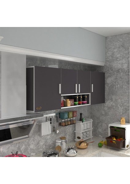 Kenzlife hazır mutfak packey gri 060*180*22 mutfak banyo dolabı kapaklı raflı
