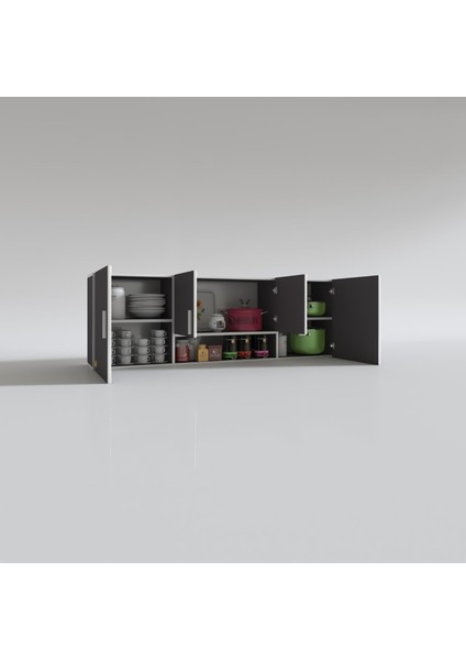 Kenzlife hazır mutfak packey gri 060*180*22 mutfak banyo dolabı kapaklı raflı