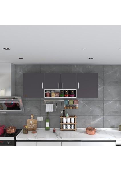 Kenzlife hazır mutfak packey gri 060*180*22 mutfak banyo dolabı kapaklı raflı