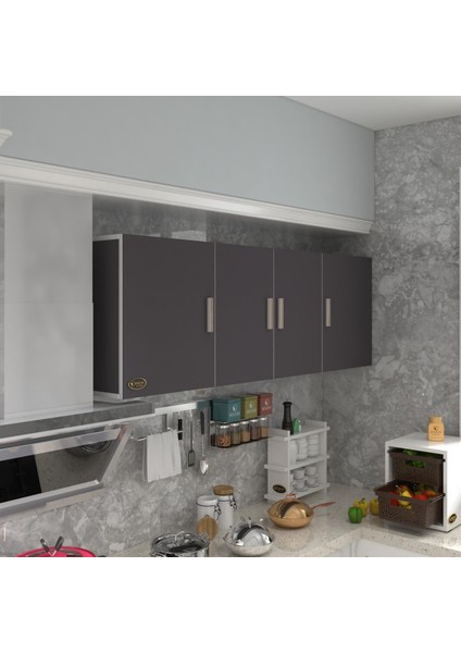 Kenzlife hazır mutfak silvanus gri 060*180*22 mutfak banyo dolabı kapaklı raflı