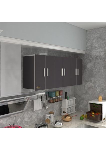 Kenzlife hazır mutfak zanobi gri 060*180*32 mutfak banyo dolabı kapaklı raflı