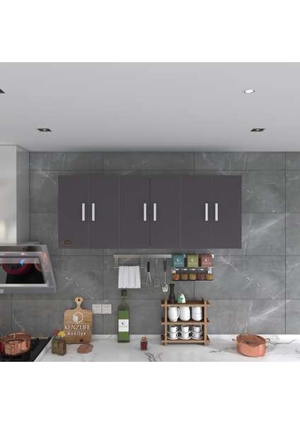 Kenzlife hazır mutfak zanobi gri 060*180*32 mutfak banyo dolabı kapaklı raflı