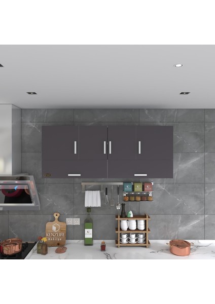 Kenzlife hazır mutfak general gri 060*150*22 mutfak banyo dolabı kapaklı raflı modelleri