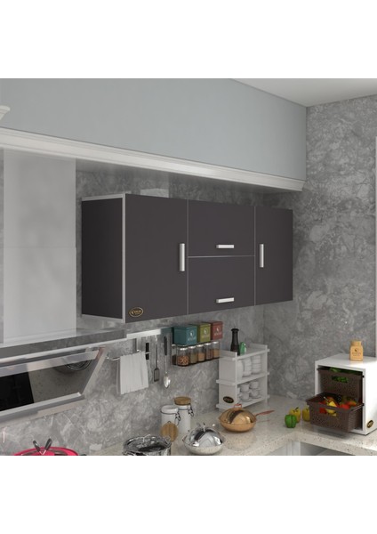 Kenzlife hazır mutfak lucida gri 060*150*32 mutfak banyo dolabı kapaklı raflı