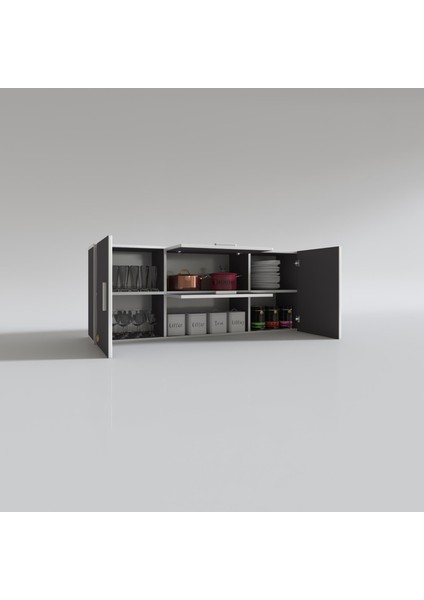 Kenzlife hazır mutfak lucida gri 060*150*32 mutfak banyo dolabı kapaklı raflı modelleri