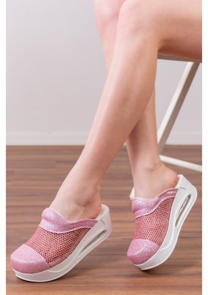 Tasarım Pembe Fileli Air Max Kadın Ortopedik Ve Anatomik Doktor,Hemşire,Güzellik Merkezi Sabo Terlik