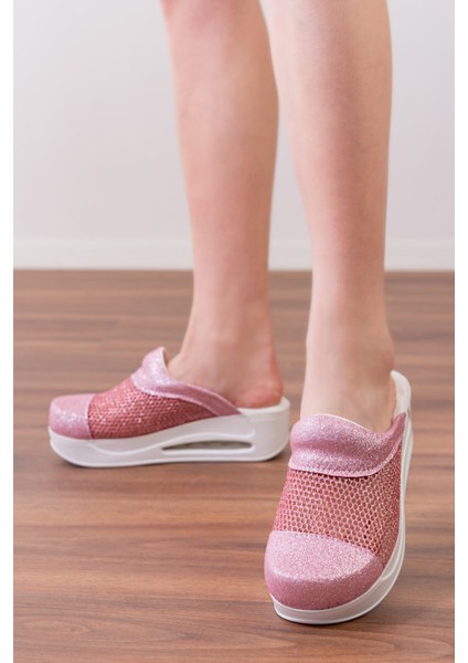 Tasarım Pembe Fileli Air Max Kadın Ortopedik Ve Anatomik Doktor,Hemşire,Güzellik Merkezi Sabo Terlik fiyatları