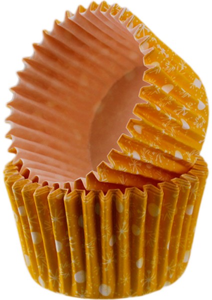 Kek Kalıbı Pet Kapsül 52X45 mm Kağıt Cupcake Kağıdı (100 Adet) Kar Desenli Sarı