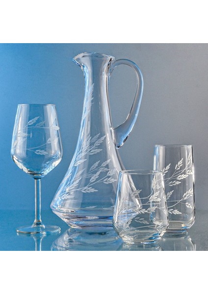 Kazaan 37 Parça 12 Kişilik Bardak Çeyiz Seti Dik Karaflı Sürgün Desenli fiyatları