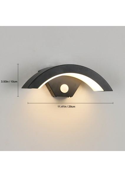 Hareket Sensörlü Dış Mekan LED Duvar Işığı, Antrasit Gri 24W 980LM 3000K, IP54 Alüminyum Dış Lamba (Yurt Dışından)