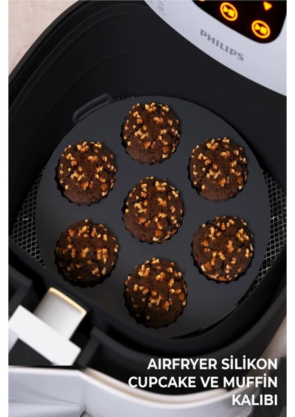 Airfryer Ustası Pişirme Seti Silikon Muffin Cupcake Pişirme Kabı Kalıbı Kağıdı