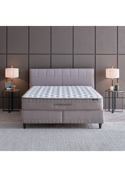 Bedding Supreme Sleep Yatak, Baza, Başlık Çift Kişilik 3'lü Set - Bej