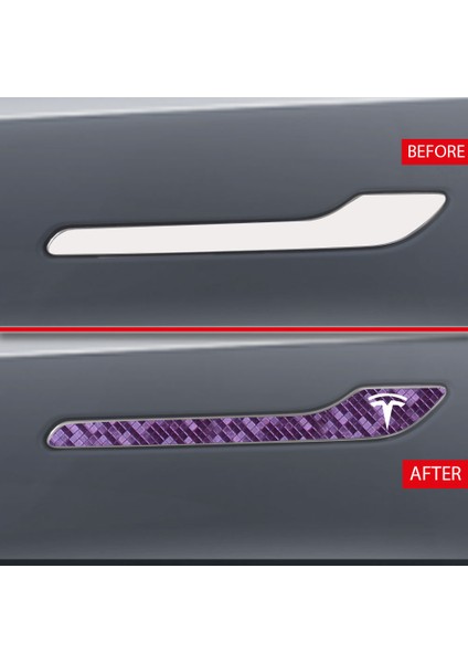 Tesla Model 3 - Model Y Için Özel Kesim Tesla Logolu Kapı Kolu Sticker Seti (4'lü Set) modelleri