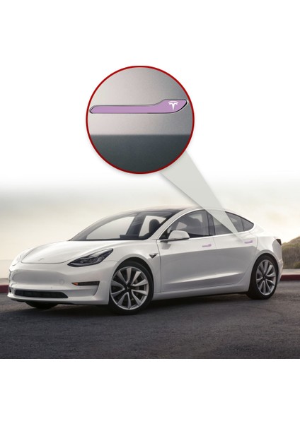 Tesla Model 3 - Model Y Için Özel Kesim Tesla Logolu Kapı Kolu Sticker Seti (4'lü Set) fırsatları