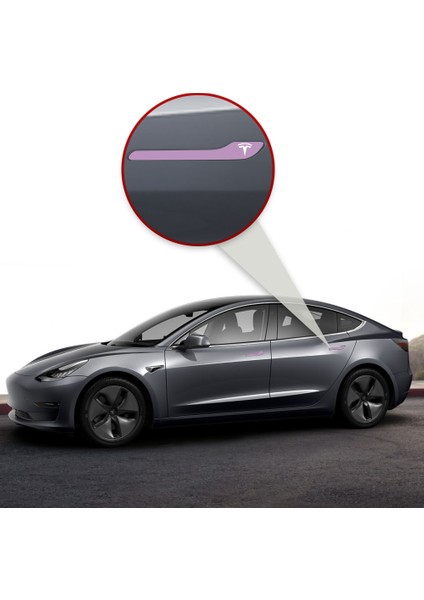 Tesla Model 3 - Model Y Için Özel Kesim Tesla Logolu Kapı Kolu Sticker Seti (4'lü Set) indirimleri