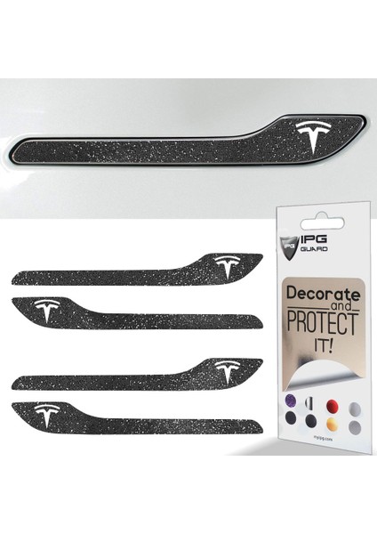 Tesla Model 3 - Model Y Için Özel Kesim Tesla Logolu Kapı Kolu Sticker Seti (4'lü Set)