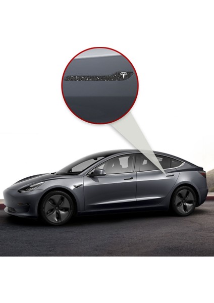 Tesla Model 3 - Model Y Için Özel Kesim Tesla Logolu Kapı Kolu Sticker Seti (4'lü Set) indirimleri