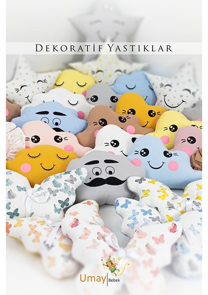 Bebek Çocuk Odası Dekoratif Yastık, Yıldız Yastık, Bulut Yastık, Dekor Yastık