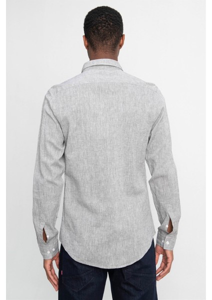 Slim Fit Uzun Kol Keten Premium Seri Düğmeli Yaka Spor Gömlek fırsatları
