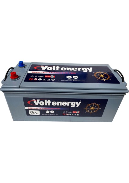 Energy 12 V 150 Amper Deep Cycle Marin Bakımsız Akü ÜRETİM YILI:(2025) indirimleri