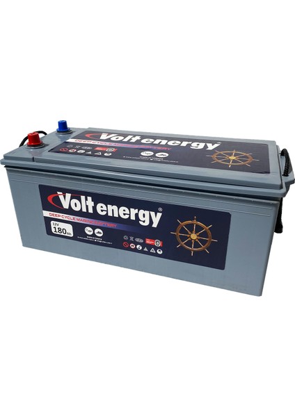 Energy 12 V 180 Amper Deep Cycle Marin Bakımsız Akü (Üretim 2024)