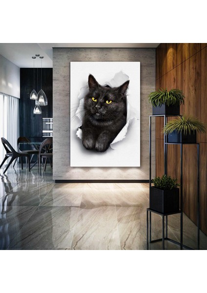 Tuvalden Çıkan Şirin Kedi Hayvan Kanvas Tablo